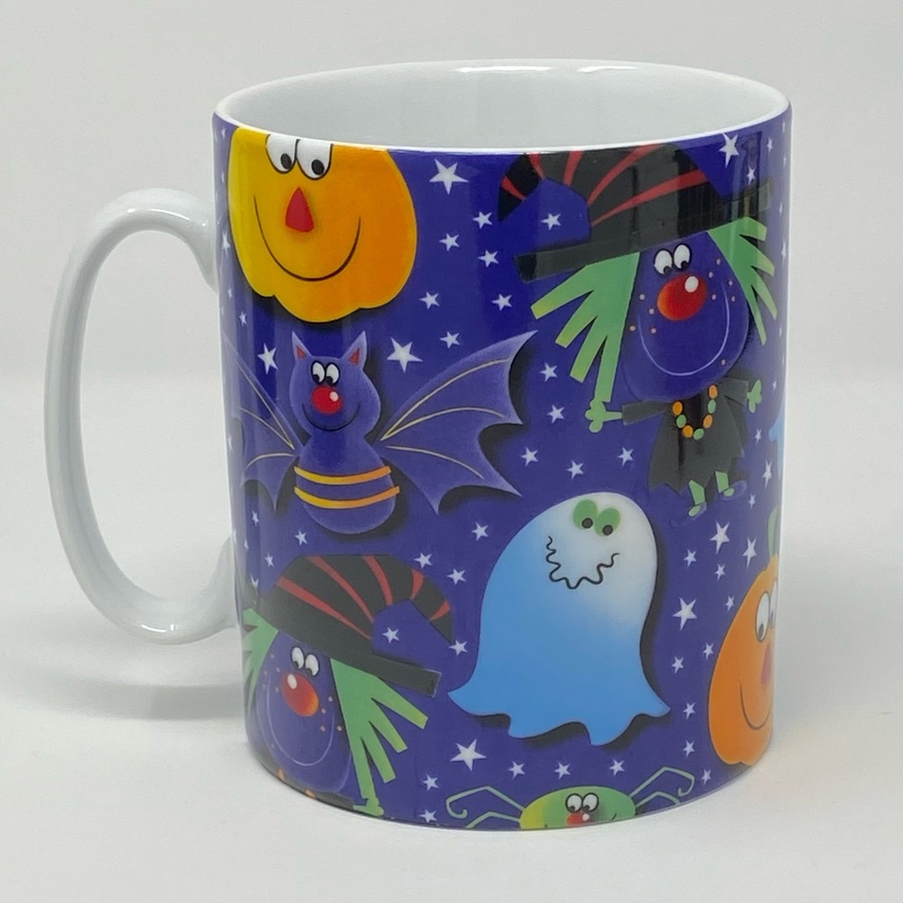 Halloween Mug  Spider Bat Witch Ghost   Purple Oversized Halloween Mug
